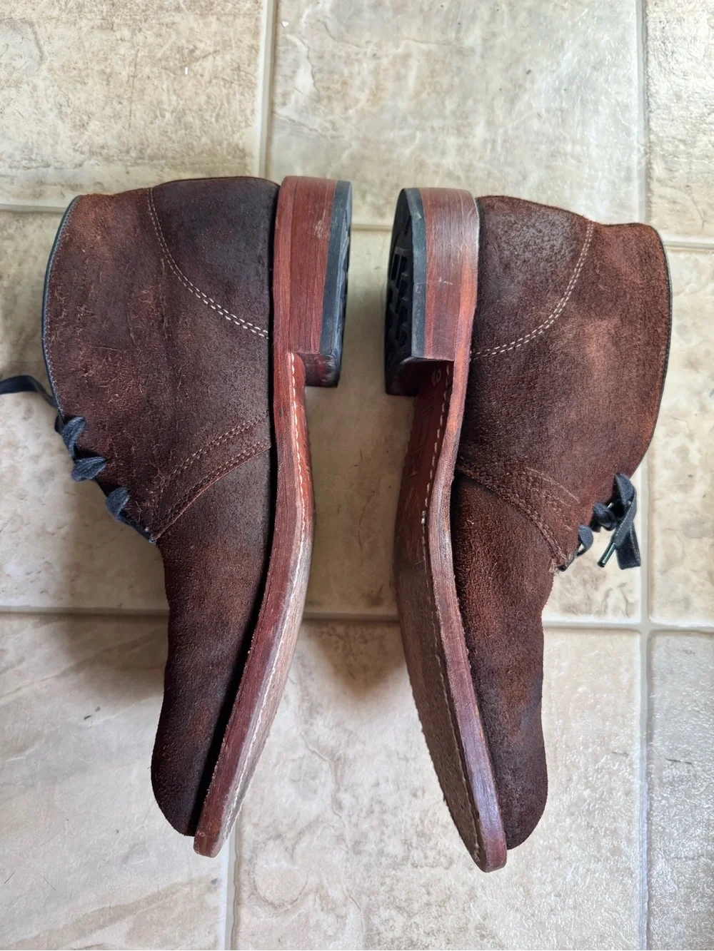 Frye Brown Suede Chukka Boots with Black Laces